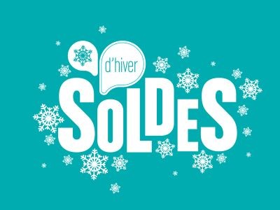 flocons de neige et mots : soldes hiver