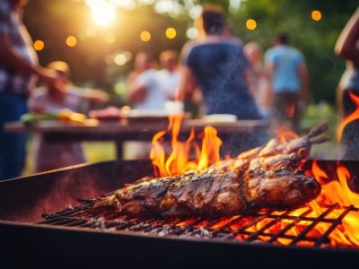 viande sur barbecue flamme