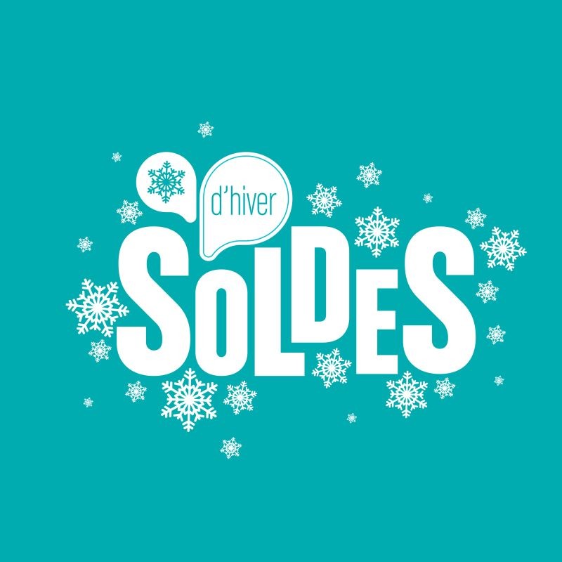 flocons de neige et mots : soldes hiver