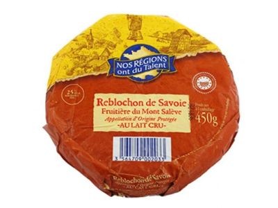 Rappel : Reblochon au lait cru AOP 450 g de marque Nos régions ont du talent (E.Leclerc)